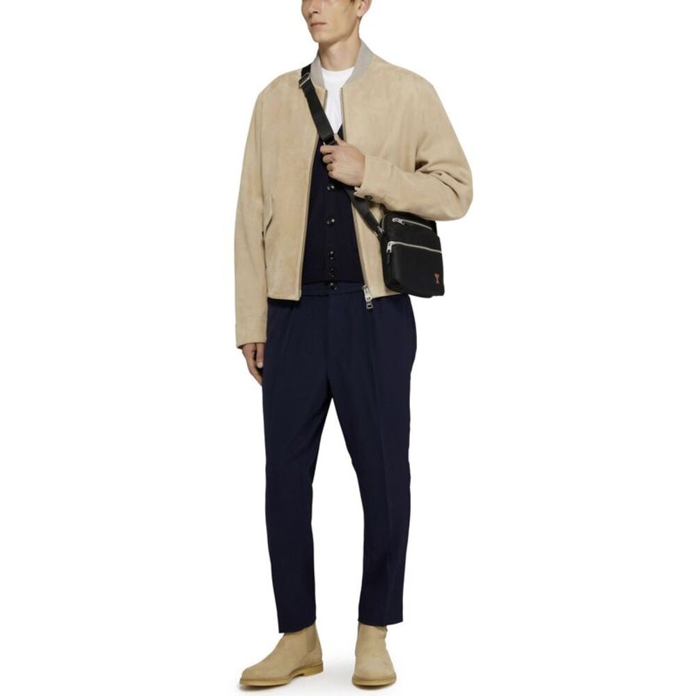 Ami Paris Alexandre Mattiussi Mens Suede Bomber Jacket Small Champagne NWT $1955 - Picture 5 of 6
